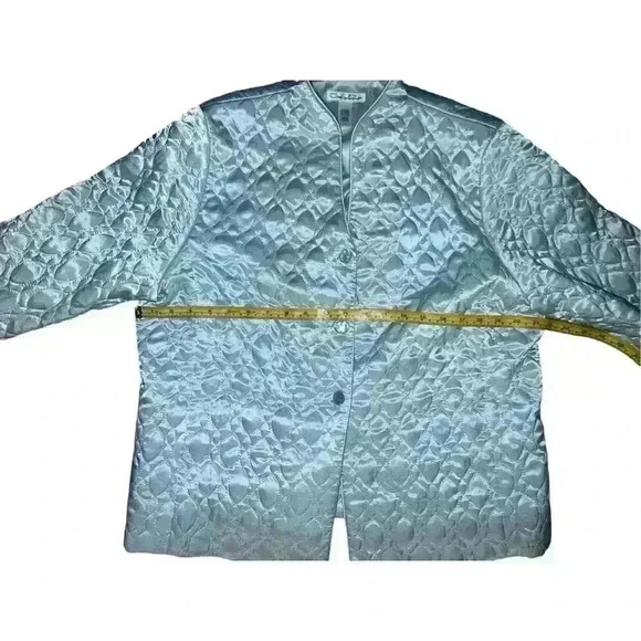 Oscar de la Renta  quilted  Jacket NWT SZ L Button Down Avant Garde Elegant - Picture 3 of 9